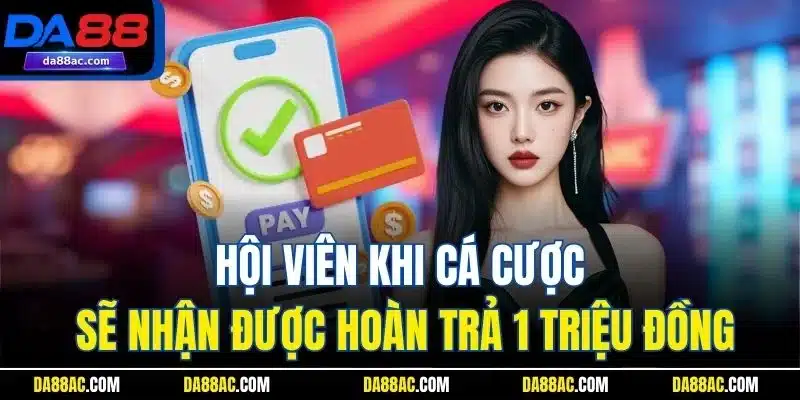 Hội viên khi cá cược sẽ nhận được hoàn trả 1 triệu đồng